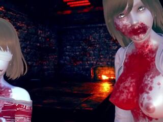 Inviting undead zombie meisjes willen naar eten u levend: hd volwassen video- f6