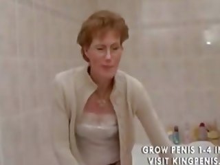 Kinky grandma peeing and shaving.