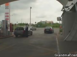 Two Dudes Pick Up stupendous Grandma And Screw Outside